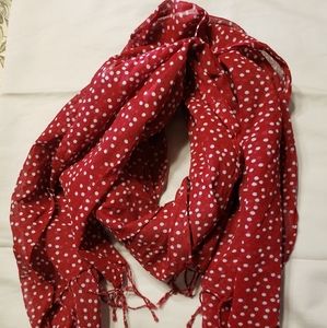 NWOT LINEN RED POLKA DOT SCARF